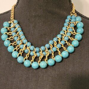 Y2k vintage gold and turquoise beaded short necklace and bracelet